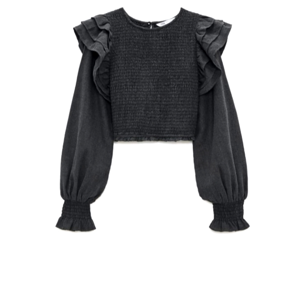NWT ZARA  Ruffle Cable Knit Floral Sweater top